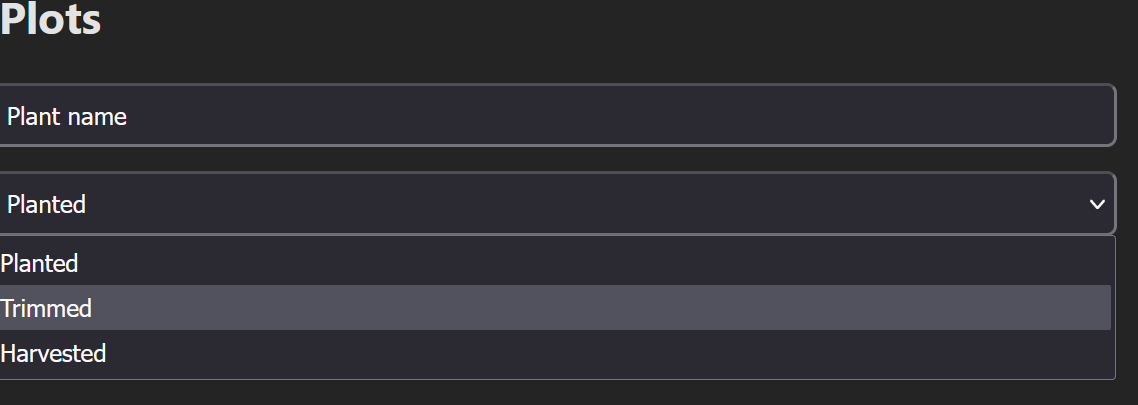 Nieuw plot formulier (dropdown)
