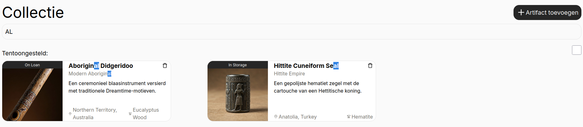 Filteren op naam of era