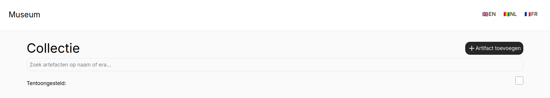 NavBar en collection pagina