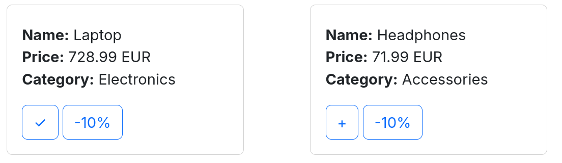 Korting 2 keer toegepast op de laptop, één keer op de headphones