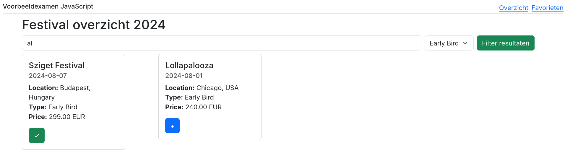 Filteren op titel en type (2 punten)