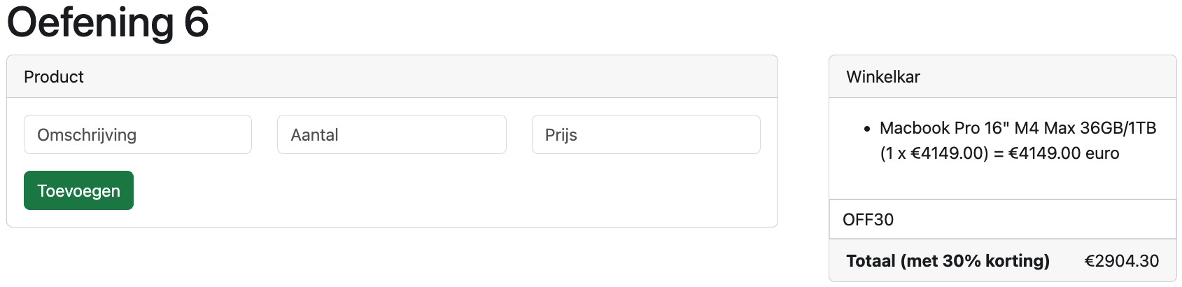 Oefening 6: Correcte kortingscode