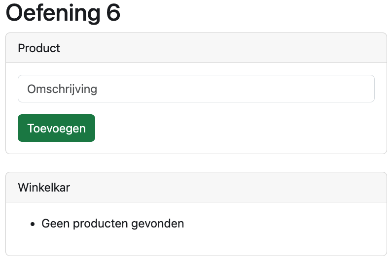 Oefening 6: Geen items in de winkelmand