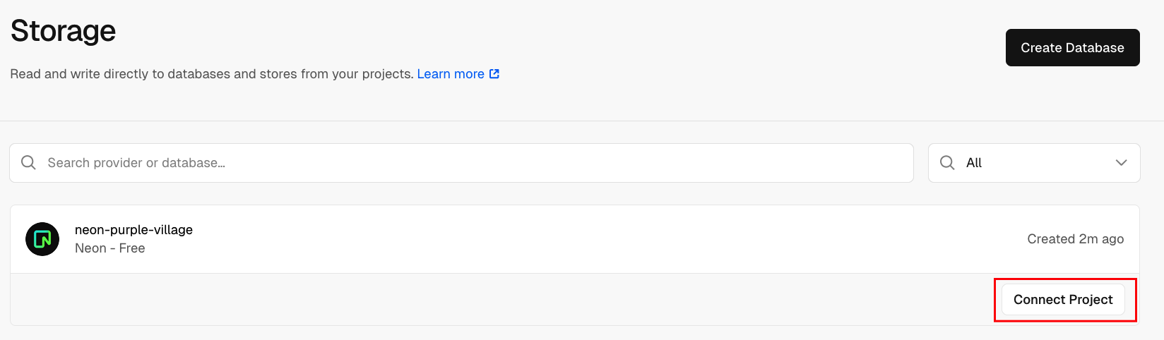 Project verbinden met Neon