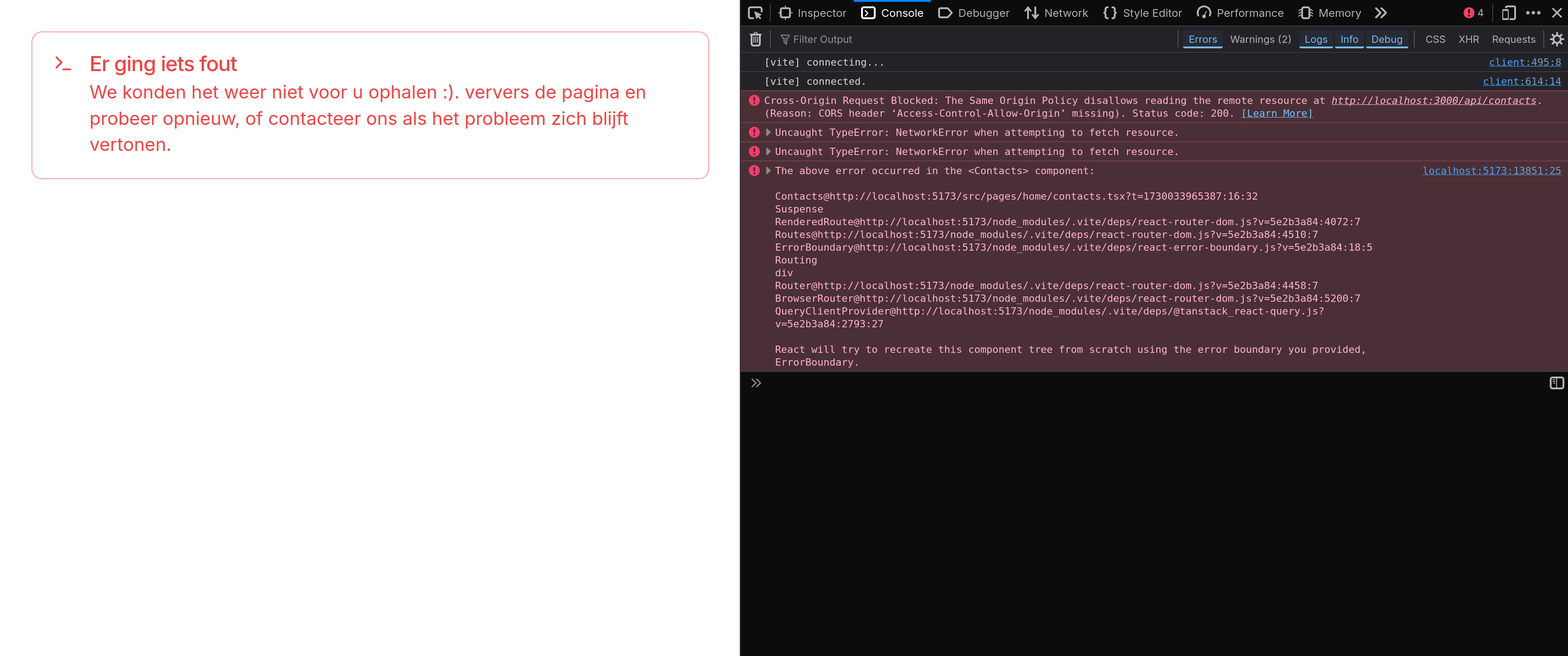 Probleem met het inladen van de data