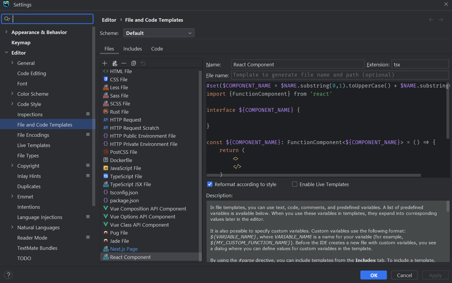 Nieuwe file template toevoegen