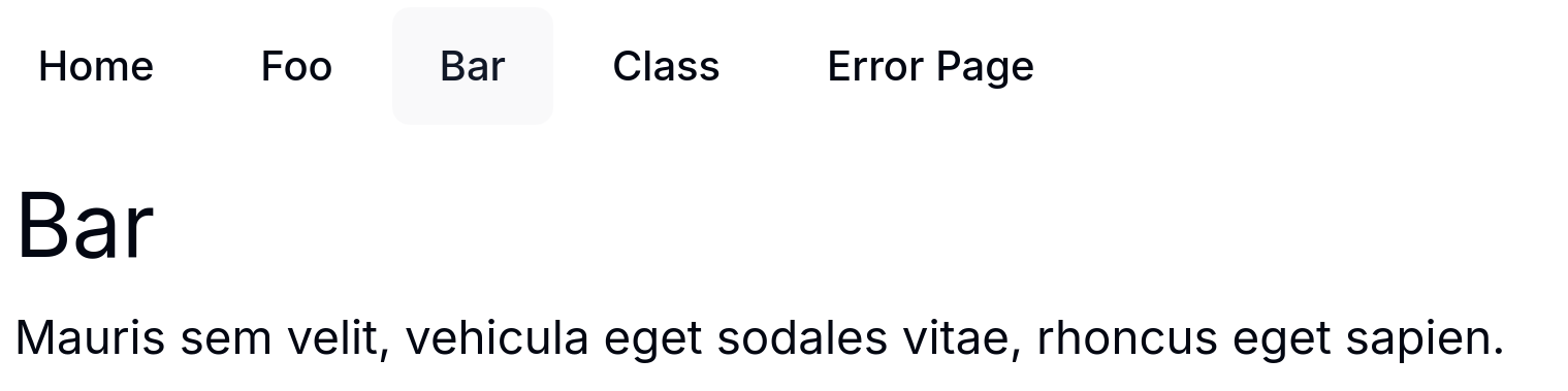 Navbar met indicatie van de actieve pagina