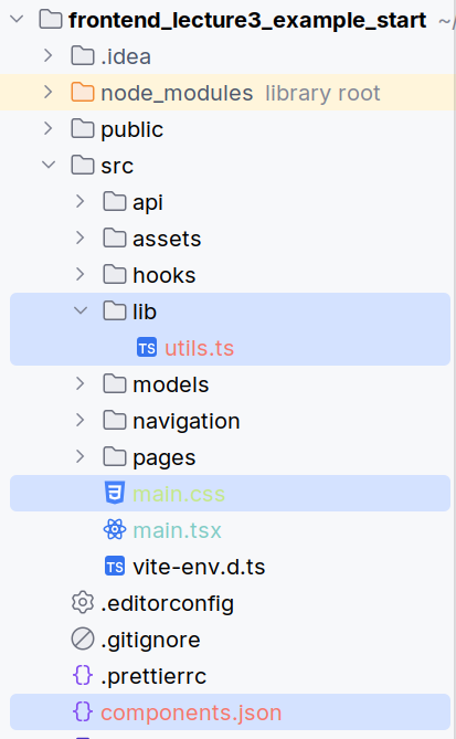 Nieuwe bestanden toegevoegd door Shadcn