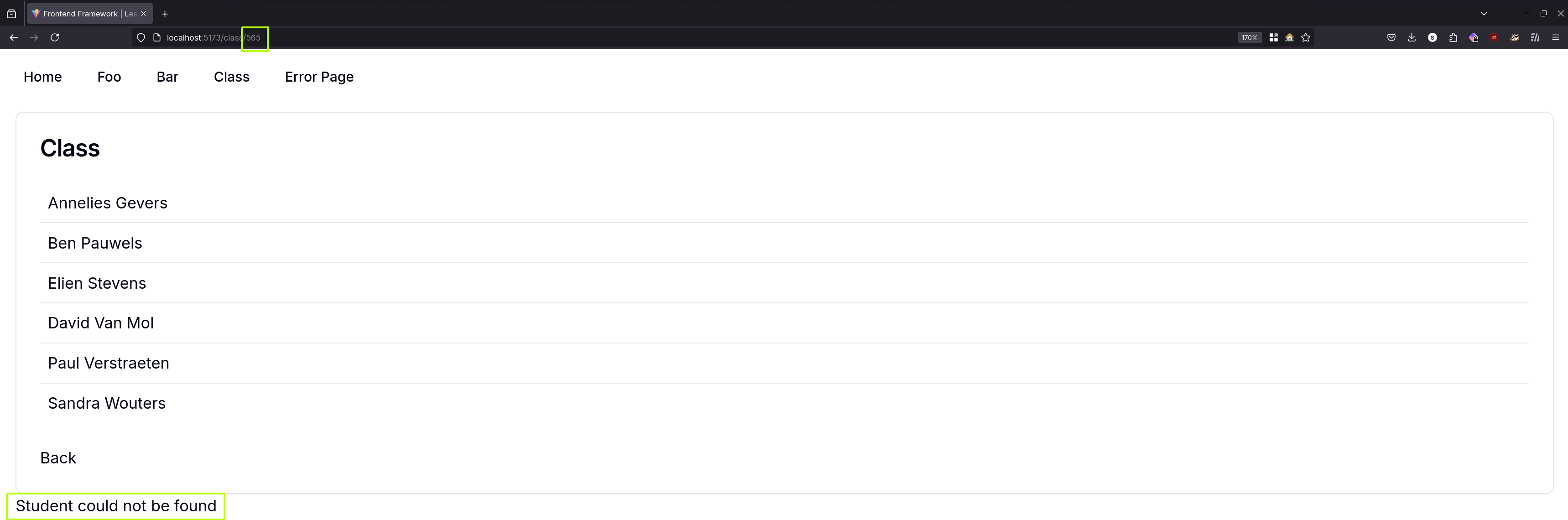 Detailpagina getoond, niet correct