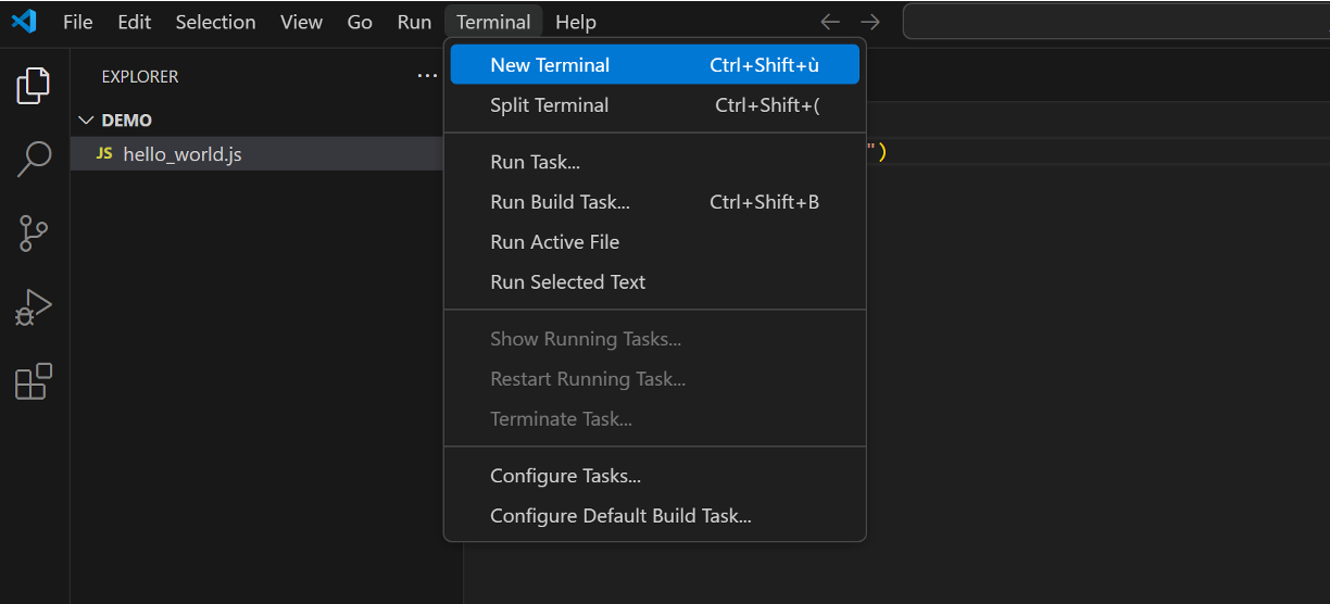Open de terminal in VS Code