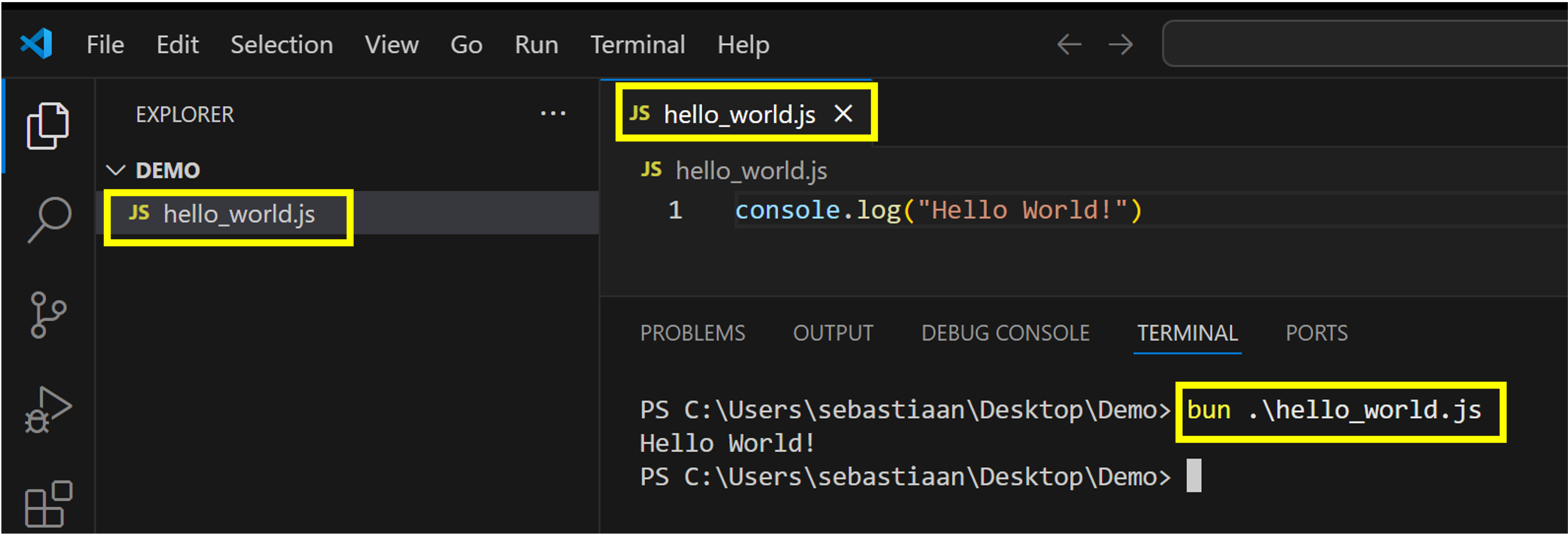 Bun script uitvoeren